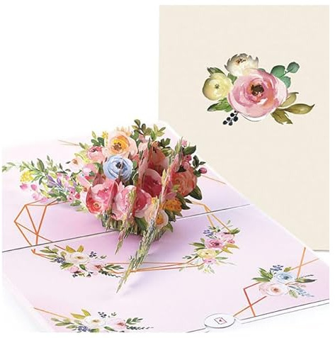 KASESSS Pop Up Karte Blumen, 3D geburtstagskarte frau, Pop Up Karte Geburtstag Geburtstagskarte Pop Up karten für Frauen Mütter Ehefrau Männer Freunde(Gute Besserung,Danke,Jahrestag)
