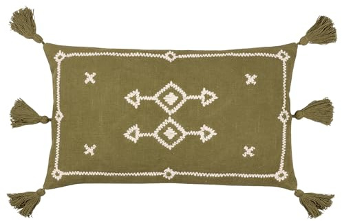 Yard Funda de cojín con borlas y algodón Bordado Folis