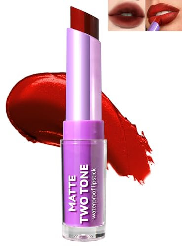Rossetto bicolore opaco rosa velluto crema labbro Stain, a lunga durata, impermeabile, facile da usare, rossetto vegano per labbra per Christmas-08