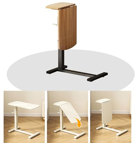 Sofa Beistelltisch Couch C Form mit Rollen Wohnzimmertisch Höhenverstellbarer Couchtisch Holz Klein Sofa Tisch Coffee Side Table Schmal Faltbar Laptoptisch Die Unter Bett Geschoben Werden Können ( Col