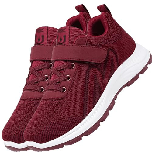 AZMAHT Scarpe Donna Strappo Scarpe per Anziani Donna Scarpe Piedi Gonfi Donna Scarpe Estive Anziani Scarpe Pianta Larga,Rosso,38/240mm