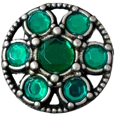 auffällige altsilber Metall Knöpfe mit grün Strass Stein Kunststoff Glitzer 17mm, 22mm oder 28mm (5 Stück) (22mm)