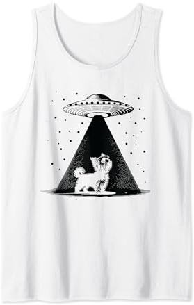 Teacup Yorkie Mom Dad Dog - Funny Alien UFO Tank Top