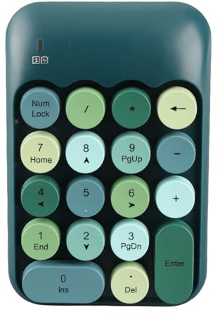 VBESTLIFE Ziffernblock, Mechanischer Ziffernblock, Plug-and-Play-2,4-G-Wireless-Verbindung – Einfaches Design für Desktop, Laptop, Computer (x910 grüne kabellose Tastatur in gemischten)