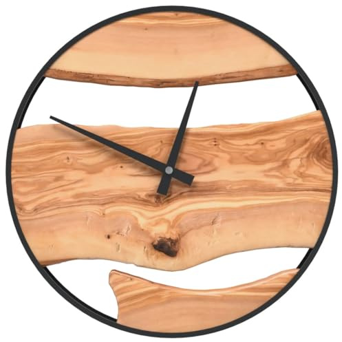vidaXL Wanduhr Braun Ø35 cm Eisen und Olivenholz