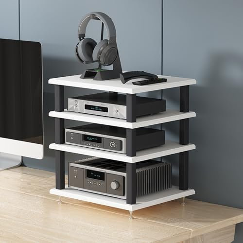 Hifi rack Router schrank Stereo-Komponenten-Rack/Schrank,Hochwertiger Audio-Video-Medienständer,Bodenstehendes Audio-Rack Tower-CD-Player-Ständer für Audio-Video-Theater im Büro(Wit,40X35X35CM)
