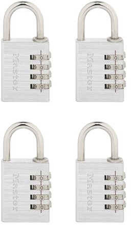 Master Lock Set Your Own Combination Padlock, 4 Pack, Silver 643EC4