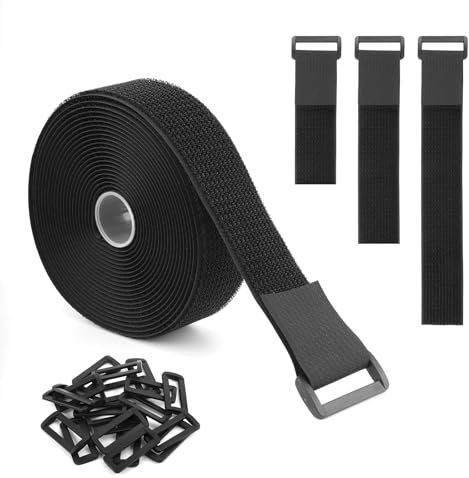 Sangle Auto Agrippante avec 20 Boucles, Sangles de Serrage 3,8cm de Large Nylon Réglable Sangle de Câble Réutilisables Coupe Libre pour Organisateur ou Rangement