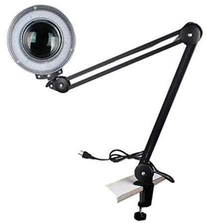 KOIAMVZW Magnifier, Led Folding Magnifier lamp,Adjustable Swivel Arm 8X Magnifying Glass Table Lamp Light with Clamp for Beauty Skincare Manicure Nail Tattoo Salon with Glass Lens and Bench The New
