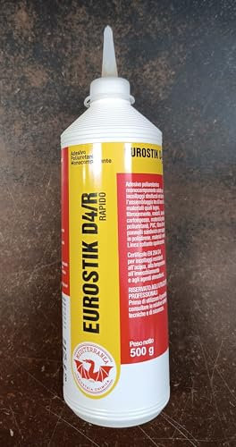 Colla Poliuretanica Rapida D4 Per Legno, PVC, Metalli Eurostik D4/R da 0,500 Kg