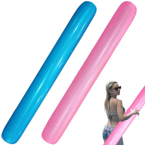 2Pcs Pool Noodles, 63.0 Inch PVC Portable Smooth Inflatable Pool Noodle, Perfect for Beach, Lake, Party