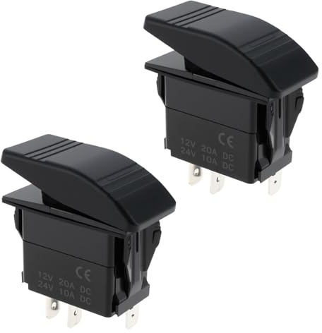 Briny River Lot de 2 interrupteurs à bascule à 3 broches 12 V/24 V SPST On/Off étanches IP68 pour voiture, bateau, camping-car, SUV, caravanes, camions (bleu et rouge)