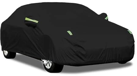 Autoplane 190T Universal Voll Schwarz Auto Auto Abdeckungen Outdoor Wasserdicht Sonne Regen Schnee Schutz UV Für Limousinen Sonnenschutz Abdeckungen M/L/XL/XXL Autoabdeckungen(XL)