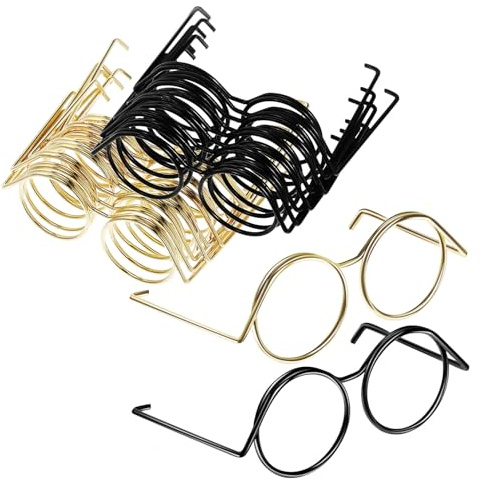 TOYANDONA 20 Gafas para Muñecas Minigafas De Metal Sin Marco con Montura De Alambre Accesorios para Disfraces Mascotas Cosplay Y Manualidades.