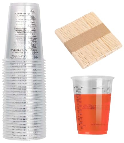 Vaso Mezclador de Resina Epoxi, Vaso Mezclador Teñir de 30 Piezas con Escala, Vasos Mezclador de Pintura de 240 ml, Copa Graduada de Plástico, para Pintura, Mezclar Resina(Reutilizable)