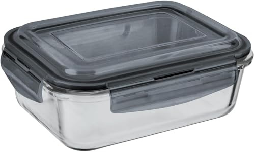 VIVAAS 1100 ml Airtight Glass Food Storage Container Pack of 2 BPA-Free & Leak Proof Silicone Seal Plastic Lids Glass Meal Prep Takeaway Lunch Boxes Microwave, Oven, Freeze & Dishwasher Safe Reusable