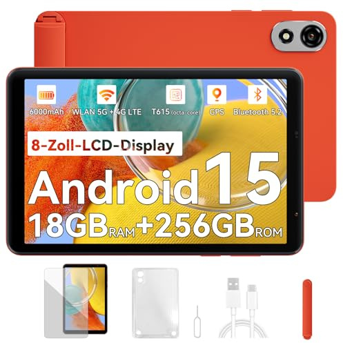 Blackview ZENO 1 8 Pulgadas Tablet Android 15 90Hz 800x1280-Ultra Ligera y Compacta Gaming,T615 8 Núcleos Chip AI,18GB RAM+256GB ROM 2TB TF/4G LTE+WiFi 5G/Face ID/6000mAh/8MP+8MP/Widevine L1/BT5.2/GMS