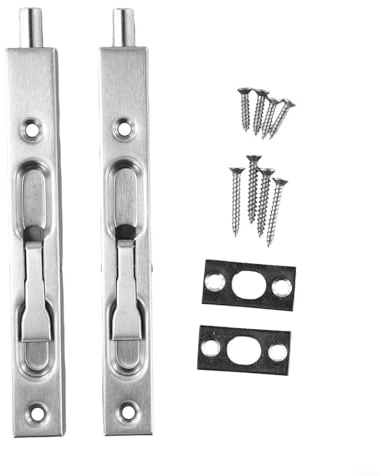 Paquete de 2 pernos de seguridad de acero inoxidable para todas las puertas de madera