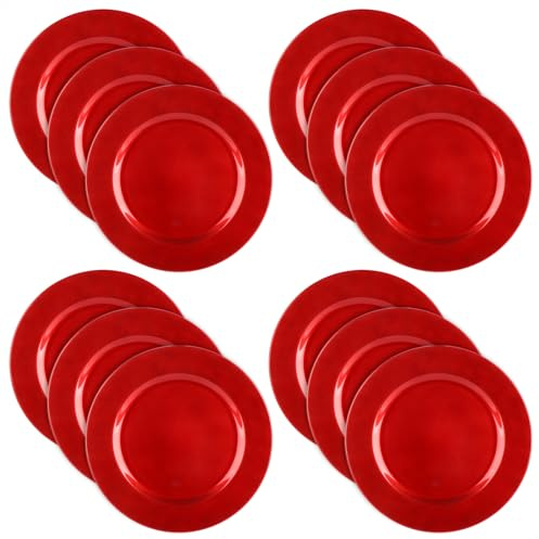 com-four® 12x glänzende Platzteller, wiederverwendbare Unterteller | edle Dekoteller für Hochzeit - Familienfeier oder Weihnachten - Ø 33 cm Servierplatten