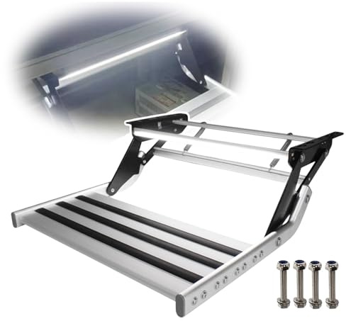 YXFAZPP Scaletta elettrica per Camper/Scala Antiscivolo con Luce LED - Pieghevole, scaletta telescopica Automatica, scaletta in Alluminio per Camper (Singlelayer)
