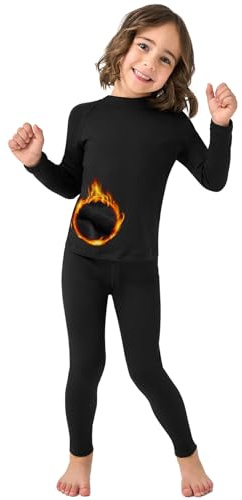 PUMYOON 5T Girls Thermal Underwear Set, 2T 3T 4T Thermals for Kids, Toddler Underwear Set for Cold Weather/Skiing Black