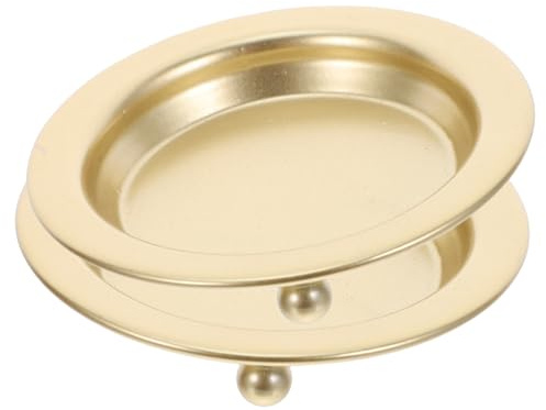 Amosfun 2 Platos para Velas para Bodas Decoración del Hogar Platos para Velas De Mesa Base De Hierro Vintage Platillo De Metal Portavelas para Centro De Mesa Dorado