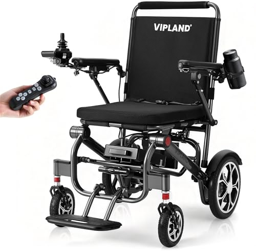 VIPLAND Electric Wheelchair for Adults, Lightweight Foldable Power Wheelchair, 15 Miles Long Travel Range, Dual Motors 400W, 300lbs Capacity, Removable Battery, All Terrain, Airline Approved 36lb