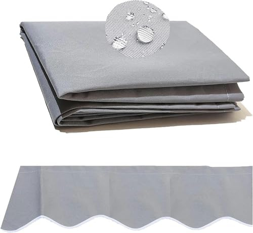 Manuell infällbar uteplatsmarkis ersättning – vattentätt solskydd 280 g/m² polyester vattentålig storlek: 2,4 x 2,1 m grå – perfekt för utomhusutrymmen däck och uteplatser