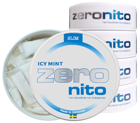Zeronito Caffeine & Nicotine Free Slim White Pouches 20 Pouches per Can (5-pack, Icy Mint)