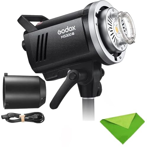 GODOX MS300V MS300-V(Verbesserte Version des MS300)300W Kompakter Studioblitz,Leitzahl 58,Blitzfolgezeit 0,1-1,8s,2,4G X-System, Bowens-Bajonett,LED-Einstelllicht für Studiofotografie&Porträtaufnahmen