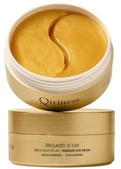 Qiriness - Regard d'Or Patchs Yeux Éclat Anti-Âge - Complexe de 4 Actifs Experts - Pour le Contour des Yeux - Tous Types de Peaux - Doré - 60 Unités
