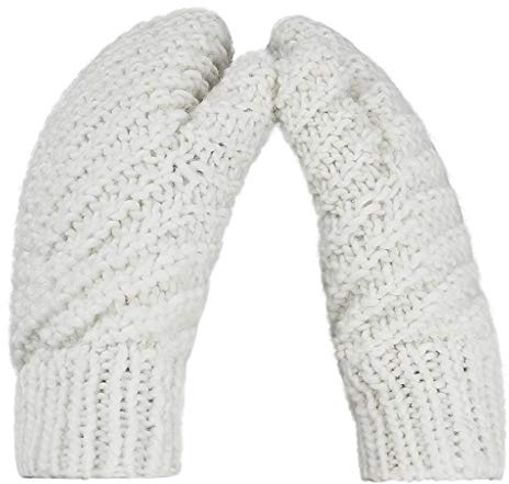 JIAHG Damen Strickfäustlinge, warme Winterhandschuhe für kaltes Wetter | Dicke Thermohandschuhe mit Fleecefutter, winddicht gestrickte Fausthandschuhe für Alltag, Outdoor & Winteraktivitäten