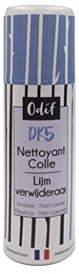 Odif Limpiador Pegamento DK5 Limpia las marcas de pegamento en soportes, herramientas de corte, plantillas, máquina de coser y cortar Transparente y sin olor Fabricado en Francia, Spray de