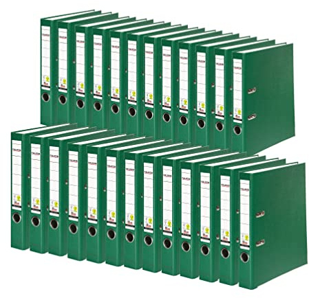 Original Falken 25er Pack PP-Color Kunststoff-Ordner. Made in Germany. 5 cm schmal DIN A4 grün Ringordner Vegan Aktenordner Briefordner Büroordner Plastikordner Schlitzordner | Made in Germany Kunststoffbezug außen Papierbezug innen Vegan