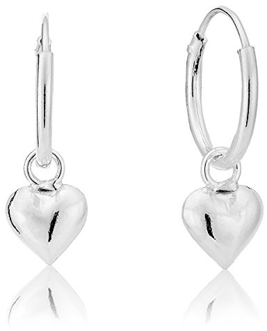 DTPsilver – Argent 925 – Petite Créoles boucles d'oreilles et pendentif en forme de cœur 6