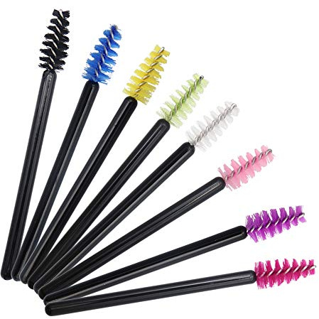 400 Pack Mascara Wands Mini Disposable Eyelash Brushes for Extensions Eye Lash Wand Brow Brush Makeup Tool Bulk, 8 Colors