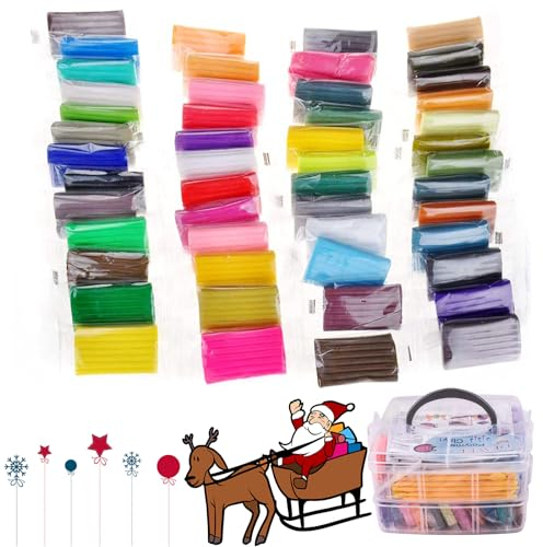 DEWEL Argilla Polimerica 50 Colori Forno Cuocere Argilla Polimerica Sicuro e Non Tossico Argilla Modellazione DIY Morbido Moulding Craft Set Argilla con Strumenti