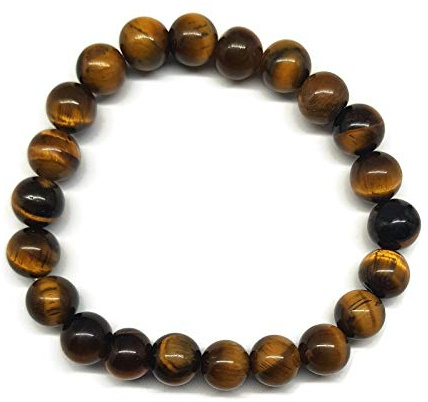 MYSTIC JEWELS by Dalia 8 mm naturligt tigeröga elastiskt armband för energi, onda ögat, 17-21 cm ajustable, tigeröga