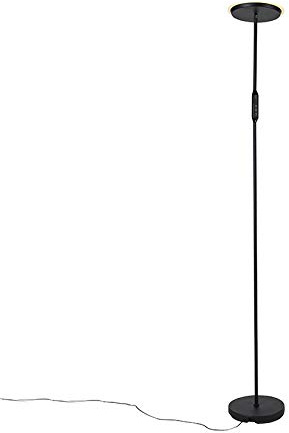 Qazqa led Design Deckenfluter, Stehleuchte, Stehlampe - Bumu - Schwarz, inkl. 20W integrierter LED, 2500K - 4000K, warmweiß - kaltweiß, dimmbar, 180cm, Ideal als Bürolampe, Wohnzimmerlampe und Flur