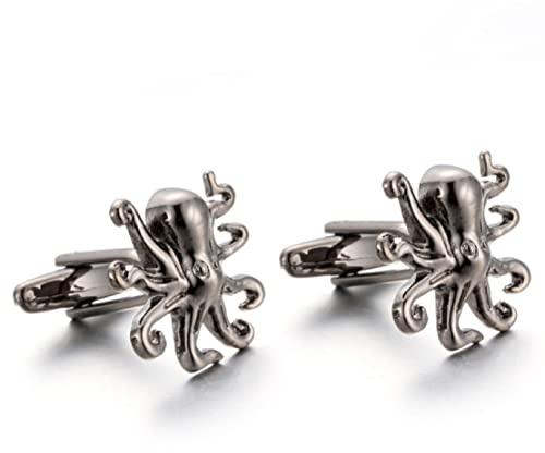 Octopus Cufflinks for Men, Norse Viking Octopus Cufflinks, Silver Octopus Cuff Links, Octopus Shirt Tuxedo Cufflinks, Punk Animal Cufflinks French Cufflinks, Best Man Wedding Cufflinks