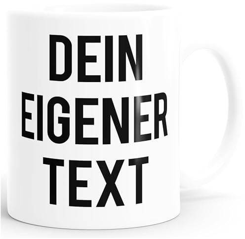 MoonWorks® Kaffee-Tasse eigener Text Spruch Wunschtext personalisiert Bürotasse lustige Kaffeebecher anpassen Weiss Keramik-Tasse