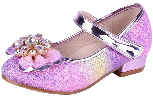 Principessa Scarpe Tacco Bimba Decollete Tacchetti per Bambina Paillettes Glitterate Scarpe Tacchi Ragazze 25 EU/Etichetta 26,Rosa