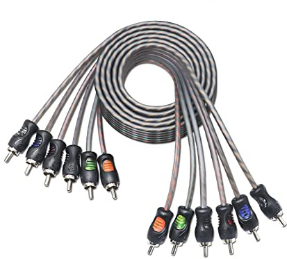 RECOIL RCI66 99.99% Oxygen Free Copper 6ft 6-Channel RCA Audio Cable, Twisted Pair with Noise Reduction