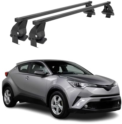 OMAC Menabo Dachträger für Toyota C-HR 2016-2023 Stahl Schwarz | DIN 75302:2019 & ISO/PAS 11154:2006 geprüft, Abschließbar, City-Crash-getestet, bis 50 kg Traglast, Querträger, Grundträger