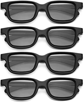 AMIUHOUN Lot de 4 lunettes 3D passives polarisées pour TV 3D véritables cinémas 3D pour jeux et TV 3D