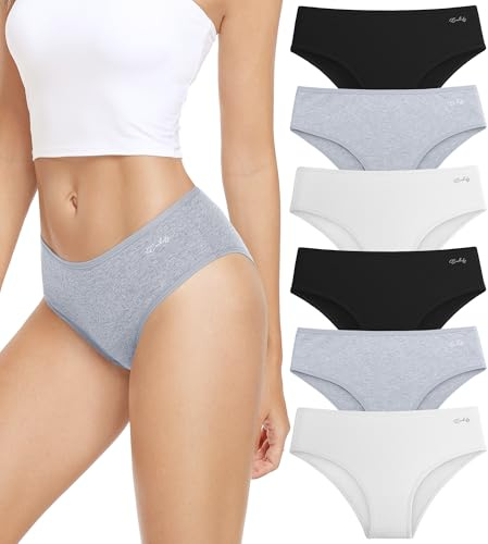 anqier Unterhosen Damen Baumwolle Slips Damen Atmungsaktiv 6er Pack | Basic Bequem Panties Hipster Frauen Unterwäsche Etikettfrei Schlüpfer