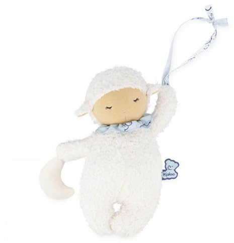 KALOO - Doux Sommeil - Schlafendes Plüschschaf - Schlaflied „Hush Little Baby“ - Mobile Einschlafhilfe aus Plüsch - 20 cm - Weiß - Ab Geburt, K221005
