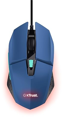 Trust Gaming GXT 109B Felox Souris Gamer avec 6 Boutons Programmables, Éclairage LED Multicolore, 200-6400 DPI, Câble USB 150 cm, Souris Gaming Filaire pour PC, Ordinateur Portable - Bleu