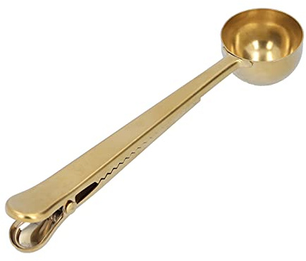 Estink Coffee Scoop, 2 in 1 Coffee Scoop,Bag Clip, 430 Stainless Steel Coffee Measuring Spoon, For Food Bag Sealing, Coffee Measuring Spoon, Tea Measuring Spoon