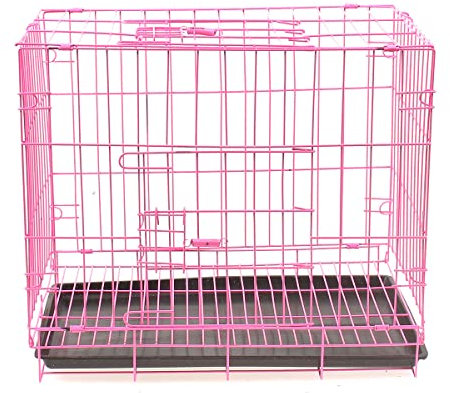 luckxuan Hundekennel/Dog Cage Pet Carrier Faltender Haustier Kennel Kohlenstoffstahl Katze Hund Haus Käfigkiste Tier Laufschnellkäfig Rosa/Blau Hund Käfig Hundekäfig (Color : Roze)